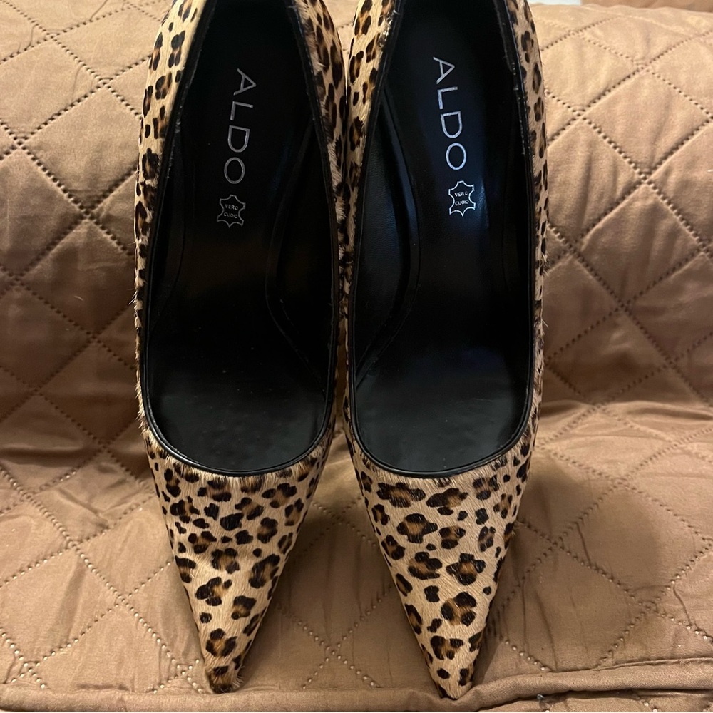 Aldo Leopard Print Animal Hair Pumps in Brown and Tan 40/9